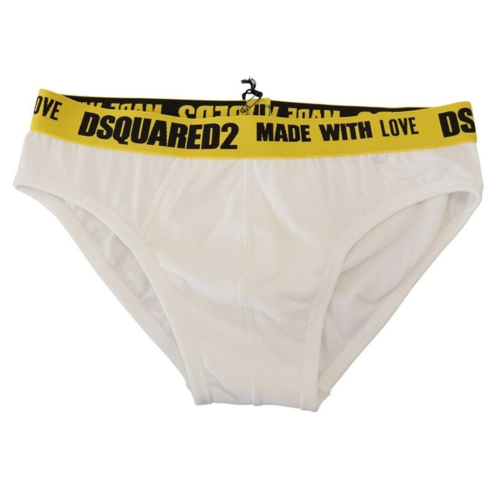 Dolce & Gabbana Cotton Briefs White Made with Love Men Blue Swimwear
